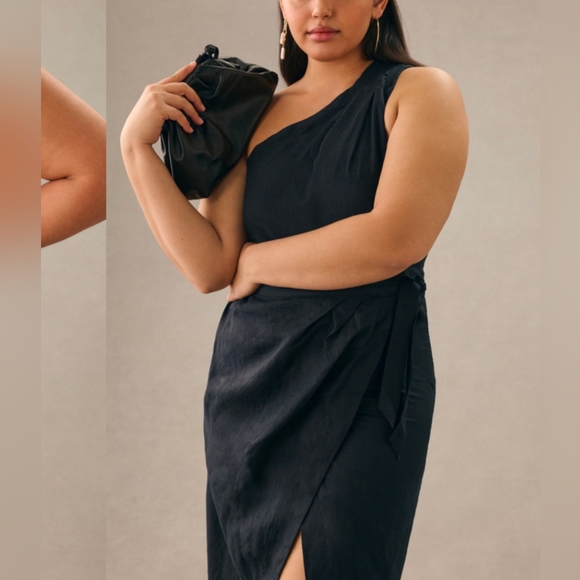 NWOT One Shoulder Linen Dress - Picture 2 of 16